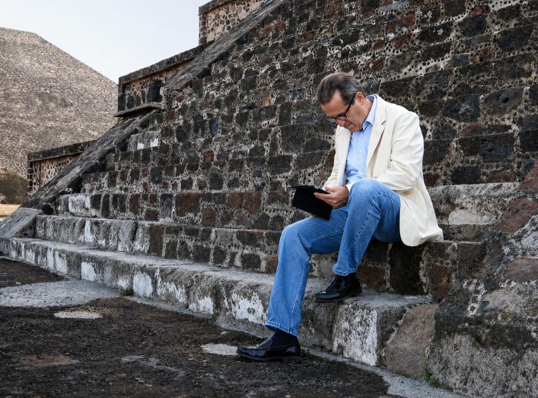 Pablo Latapí en Teotihuacán